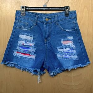 American Flag pocket jean shorts